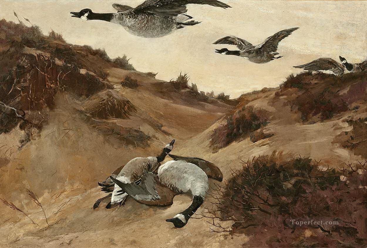 Winslow Homer Wilde Gänse im Flug Vögel Ölgemälde